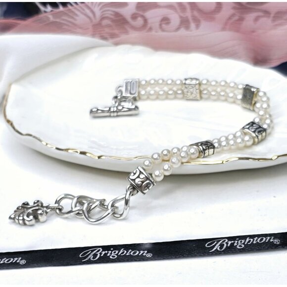 Brighton Lady Jane Silver-plated Pearl Double Strand Pearl Bracelet - Picture 1 of 8